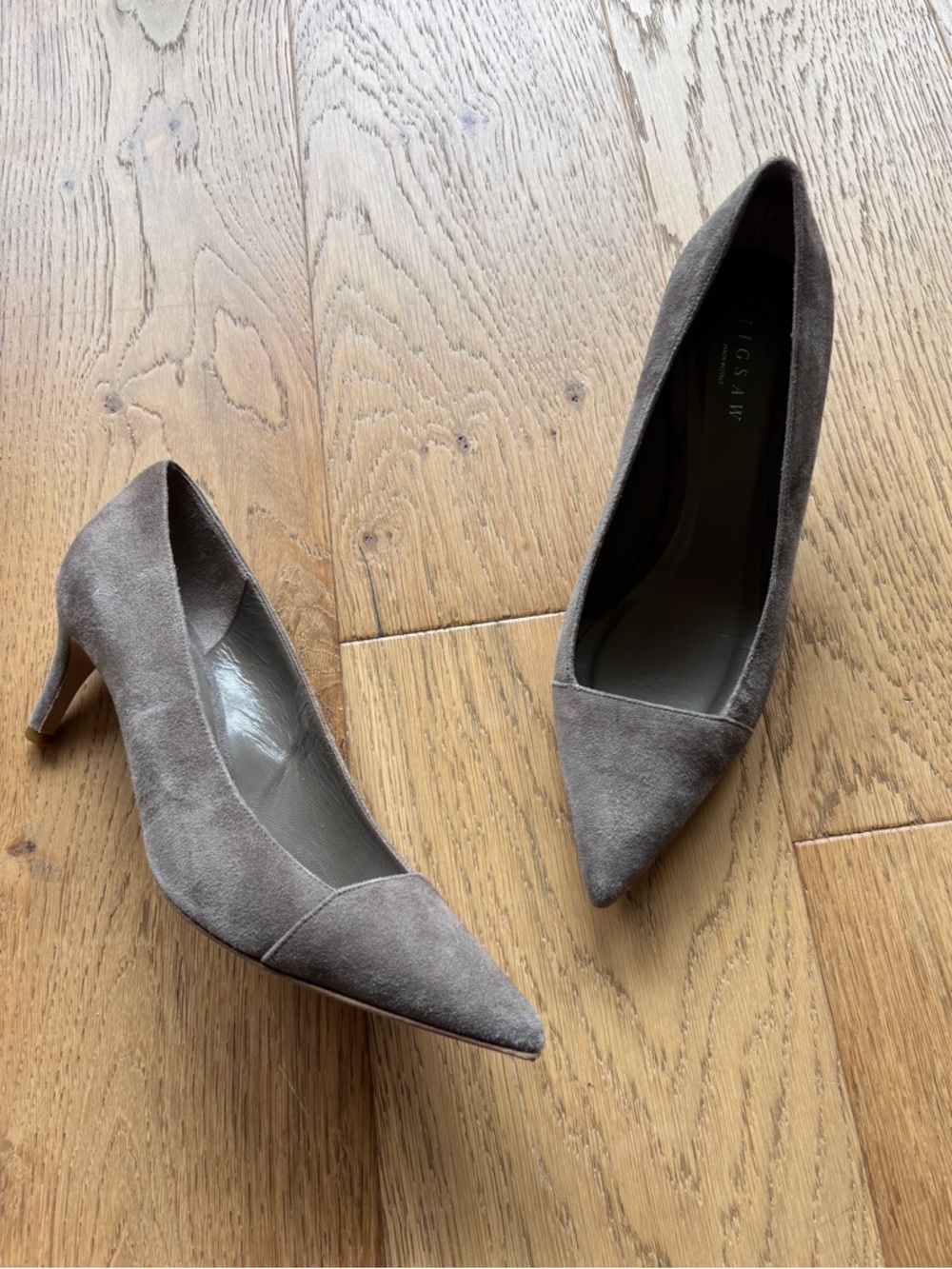 Jigsaw made in italy leather suede pumps gray womens 37/7 - Picture 2 of 7